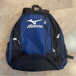 Mizuno Blue and Black Backpack with Sporty Shape and Padded Straps